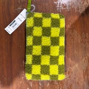 Fuzzy Green Checkered Wallet *new*